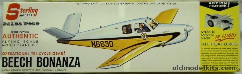 Sterling Beechcraft Bonanza - 22 Inch Wingspan With Operating Landing Gear For R/C or Free Flight, A3-249 plastic model kit